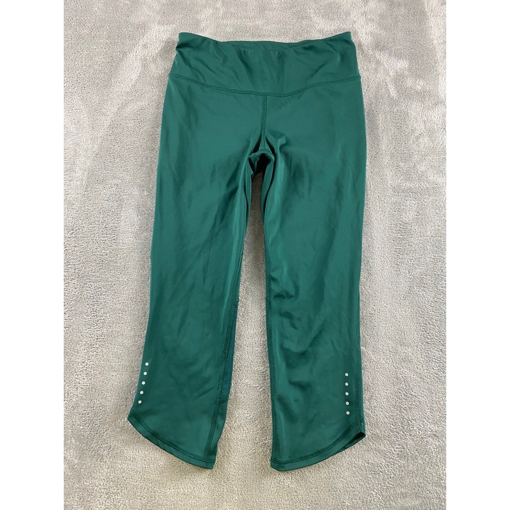 Old Navy‎ Active Go-Dry Women Medium Green Cropped Leggings Reflective Tulip Hem